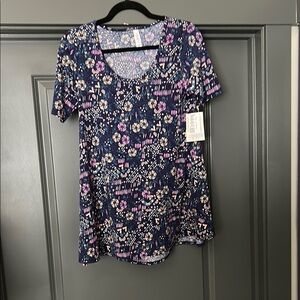 Floral Print Women's Top - Blue and Purple